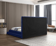 Revel Velvet King Bed (3 Boxes) Blue - Gate FurnitureKing Bed
