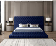 Revel Velvet King Bed (3 Boxes) Blue - Gate FurnitureKing Bed