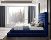 Revel Velvet King Bed (3 Boxes) Blue - Gate FurnitureKing Bed