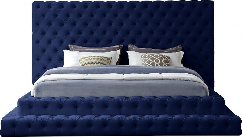 Revel Velvet King Bed (3 Boxes) Blue - Gate FurnitureKing Bed
