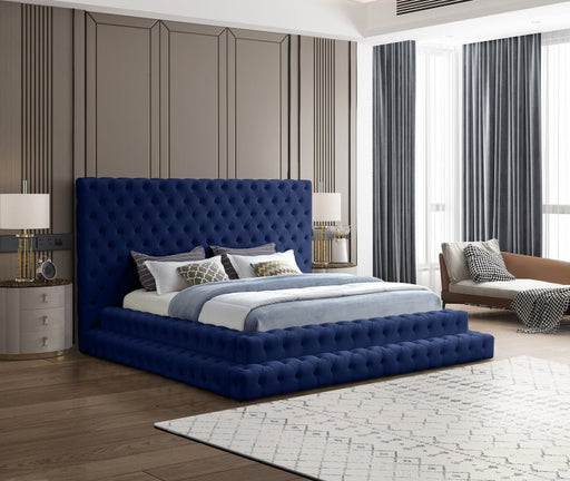 Revel Velvet King Bed (3 Boxes) Blue - Gate FurnitureKing Bed