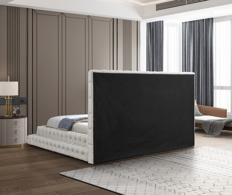 Revel Velvet King Bed (3 Boxes) Cream - Gate FurnitureKing Bed