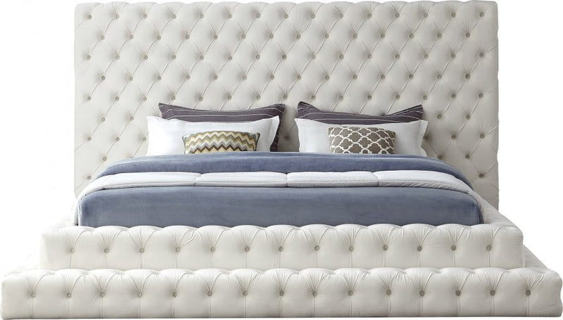 Revel Velvet King Bed (3 Boxes) Cream - Gate FurnitureKing Bed