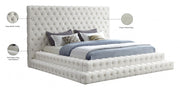 Revel Velvet King Bed (3 Boxes) Cream - Gate FurnitureKing Bed