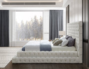 Revel Velvet King Bed (3 Boxes) Cream - Gate FurnitureKing Bed