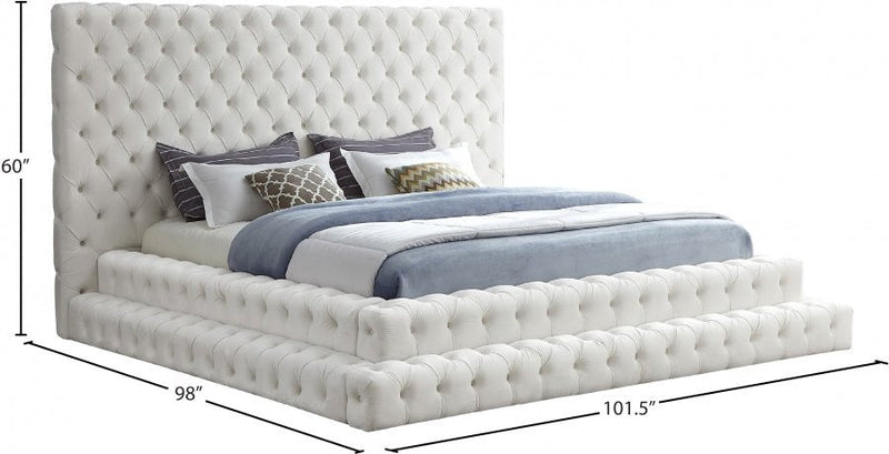 Revel Velvet King Bed (3 Boxes) Cream - Gate FurnitureKing Bed