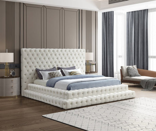 Revel Velvet King Bed (3 Boxes) Cream - Gate FurnitureKing Bed