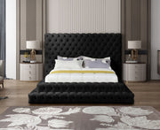 Revel Velvet Queen Bed (3 Boxes) Black - Gate FurnitureQueen Bed