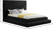 Revel Velvet Queen Bed (3 Boxes) Black - Gate FurnitureQueen Bed