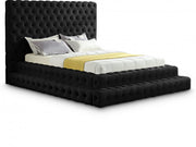 Revel Velvet Queen Bed (3 Boxes) Black - Gate FurnitureQueen Bed