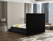 Revel Velvet Queen Bed (3 Boxes) Black - Gate FurnitureQueen Bed