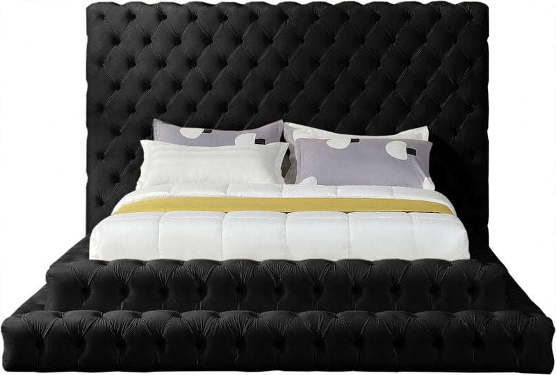 Revel Velvet Queen Bed (3 Boxes) Black - Gate FurnitureQueen Bed