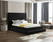 Revel Velvet Queen Bed (3 Boxes) Black - Gate FurnitureQueen Bed