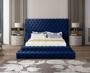 Revel Velvet Queen Bed (3 Boxes) Blue - Gate FurnitureQueen Bed
