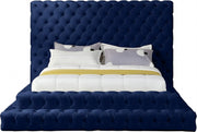 Revel Velvet Queen Bed (3 Boxes) Blue - Gate FurnitureQueen Bed