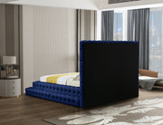 Revel Velvet Queen Bed (3 Boxes) Blue - Gate FurnitureQueen Bed