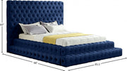 Revel Velvet Queen Bed (3 Boxes) Blue - Gate FurnitureQueen Bed
