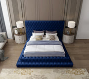 Revel Velvet Queen Bed (3 Boxes) Blue - Gate FurnitureQueen Bed