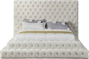 Revel Velvet Queen Bed (3 Boxes) Cream - Gate FurnitureQueen Bed
