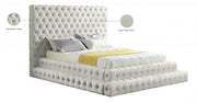 Revel Velvet Queen Bed (3 Boxes) Cream - Gate FurnitureQueen Bed
