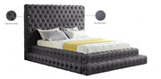 Revel Velvet Queen Bed (3 Boxes) Grey - Gate FurnitureQueen Bed