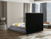 Revel Velvet Queen Bed (3 Boxes) Grey - Gate FurnitureQueen Bed