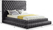 Revel Velvet Queen Bed (3 Boxes) Grey - Gate FurnitureQueen Bed