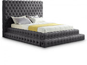 Revel Velvet Queen Bed (3 Boxes) Grey - Gate FurnitureQueen Bed