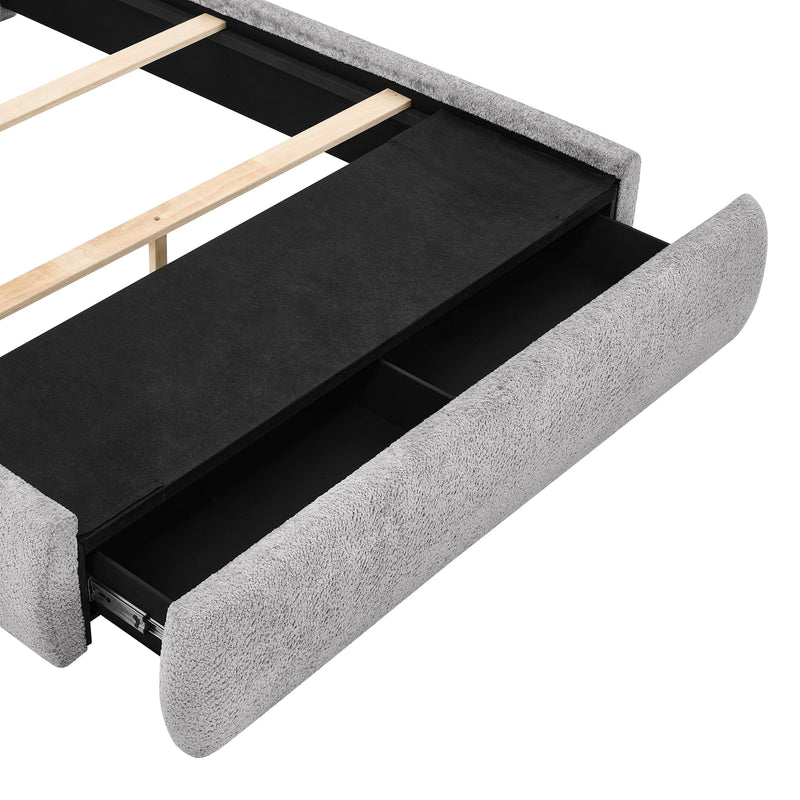 Reverie Pewter King Bed with Drawer - Gate FurnitureKing Bed