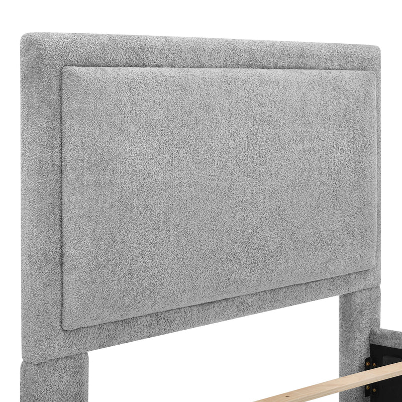 Reverie Pewter King Bed with Drawer - Gate FurnitureKing Bed