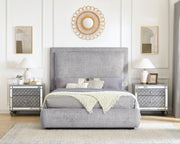 Reverie Pewter Queen Bed with Drawer - Gate FurnitureQueen Bed