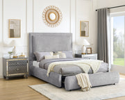 Reverie Pewter Queen Bed with Drawer - Gate FurnitureQueen Bed