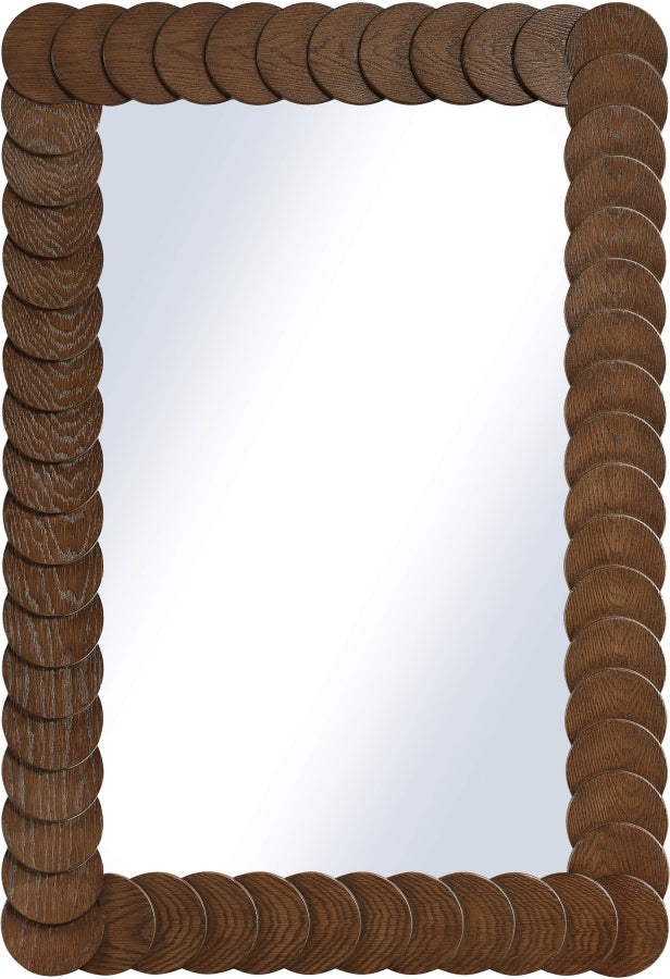 Revolve Oak Veneer Mirror in Brown - 66034Brown-M