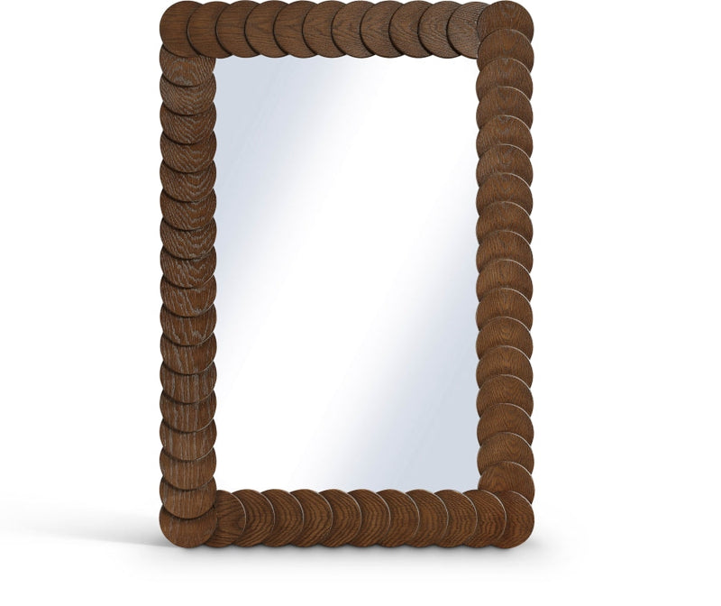Revolve Oak Veneer Mirror in Brown - 66034Brown-M