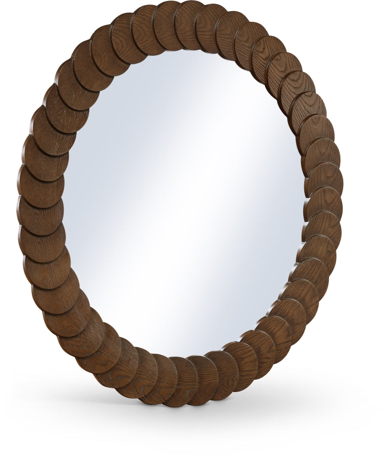 Revolve Oak Veneer Mirror in Brown - 66035Brown-M