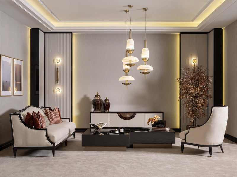 Revora 4-pieces (1 Four Seater Lux Sofa & 1 Four Seater Sofa & 2 Chair) Livingroom in Cream - Brick - 200-GAB-REV-4W411