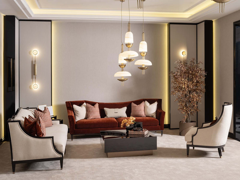Revora 4-pieces (1 Four Seater Lux Sofa & 1 Four Seater Sofa & 2 Chair) Livingroom in Cream - Brick - 200-GAB-REV-4W411