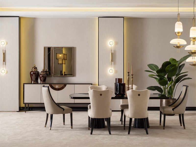 Revora Diningroom (Consol With Mirror & Dining Table & 2 Lux Dining Chair & 2 Dining Chair) - 200-GAB-REV-DT-6-SET