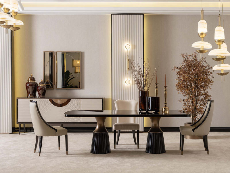 Revora Diningroom (Consol With Mirror & Dining Table & 2 Lux Dining Chair & 2 Dining Chair) - 200-GAB-REV-DT-6-SET
