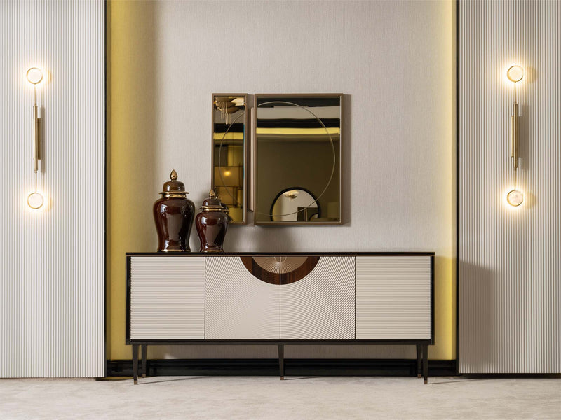 Revora Diningroom (Consol With Mirror & Dining Table & 2 Lux Dining Chair & 2 Dining Chair) - 200-GAB-REV-DT-6-SET