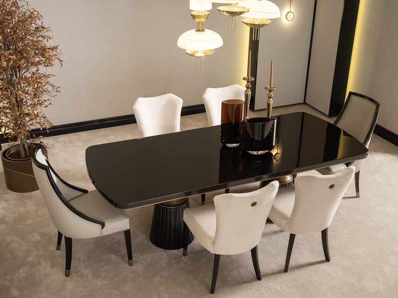 Revora Diningroom (Consol With Mirror & Dining Table & 2 Lux Dining Chair & 2 Dining Chair) - 200-GAB-REV-DT-6-SET