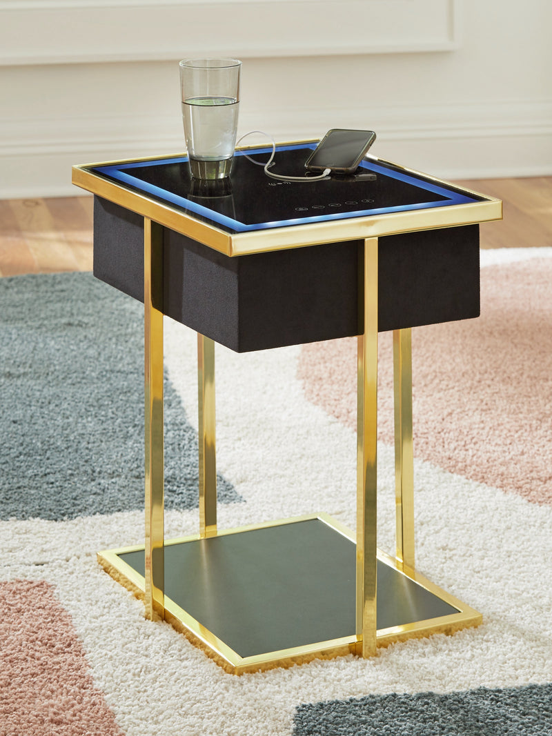 Rexwell Black/Gold Finish Accent Table with Speaker - A4000681