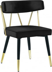 Rheingold Velvet Upholstered Dining Chair in Black, Set of 2 - 854Black-C