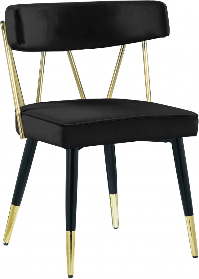 Rheingold Velvet Upholstered Dining Chair in Black, Set of 2 - 854Black-C
