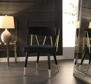 Rheingold Velvet Upholstered Dining Chair in Black, Set of 2 - 854Black-C