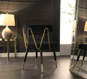 Rheingold Velvet Upholstered Dining Chair in Black, Set of 2 - 854Black-C