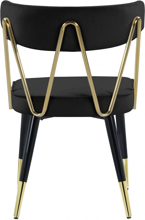 Rheingold Velvet Upholstered Dining Chair in Black, Set of 2 - 854Black-C