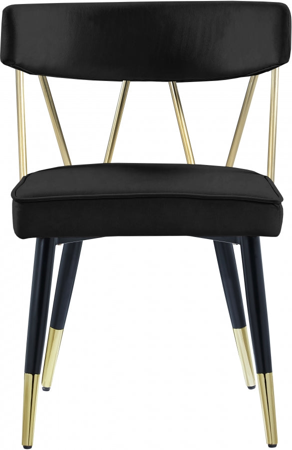 Rheingold Velvet Upholstered Dining Chair in Black, Set of 2 - 854Black-C