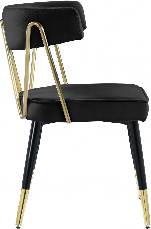 Rheingold Velvet Upholstered Dining Chair in Black, Set of 2 - 854Black-C