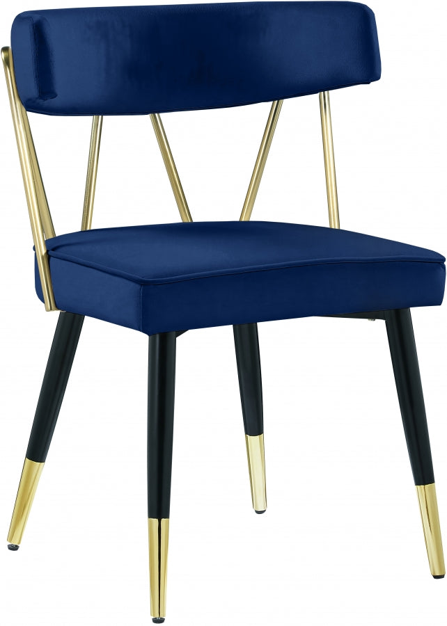 Rheingold Velvet Upholstered Dining Chair in Blue, Set of 2 - 854Navy-C